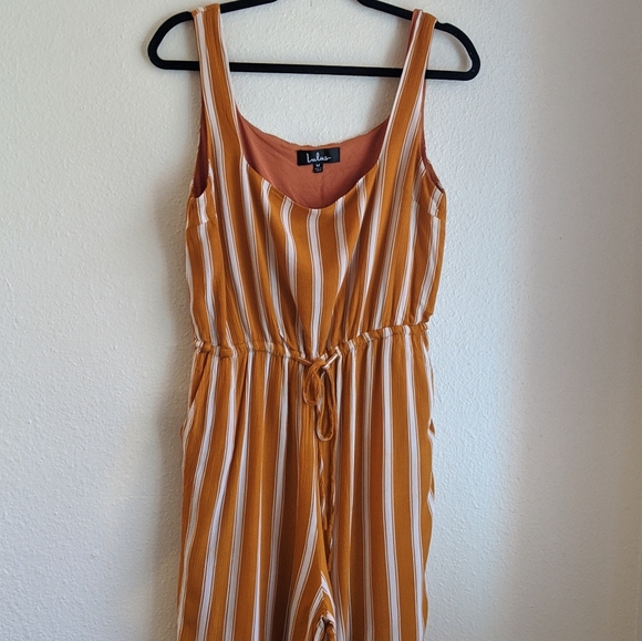 Lulu's 🌿 In the sunshine Striped Culotte Jumpsuit - Picture 3 of 6